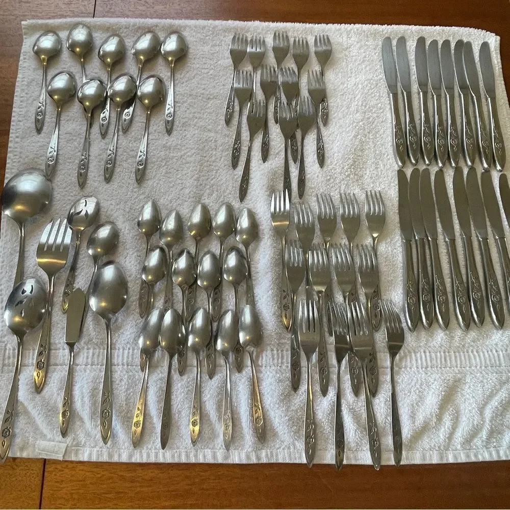 Vintage Oneida Community Stainless My Rose Collection Serving and Flatware